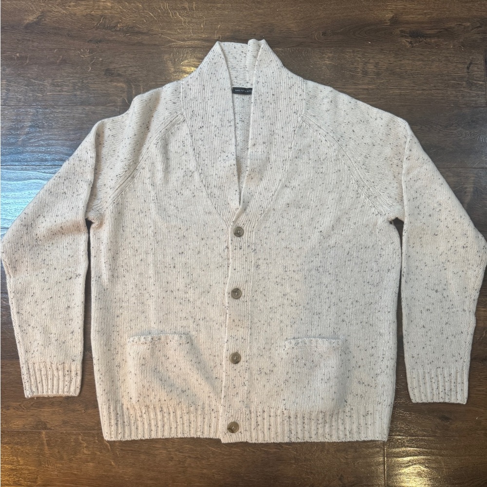 Saks Fifth Avenue Cream Cardigan Sweater Knit V-Neck